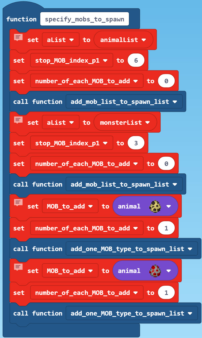 specify mobs | We Code MakeCode