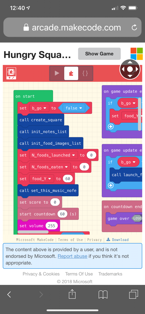 Hungry Square: a Game in MakeCode Arcade | We Code MakeCode